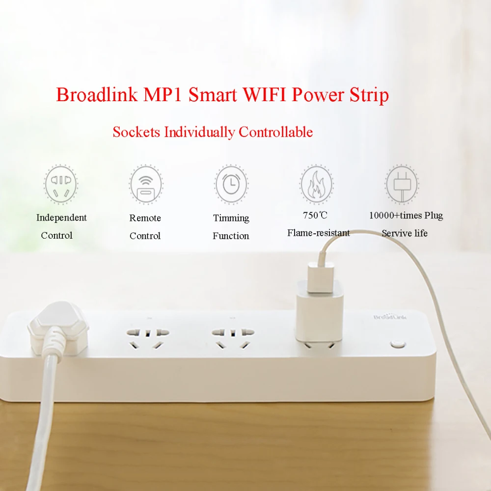 Broadlink MP1 WiFi Socket Smart Home Automation 4-Outlet Plug 3G 4G Wireless APP Android iOS Remote Control Separately 250V 10A
