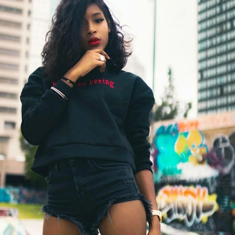 Ariana Grande Cropped Hoodie Women Letter Harajuku Blackpink Gothic Black Crop Hoodies Oversized Hoody Pullover Plus Size