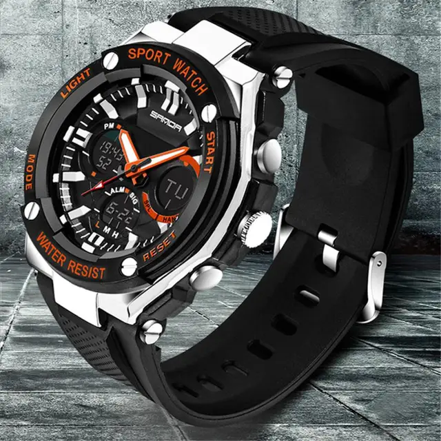 Fashion Sport Watch Luxury Double Display Cold Light Electronic