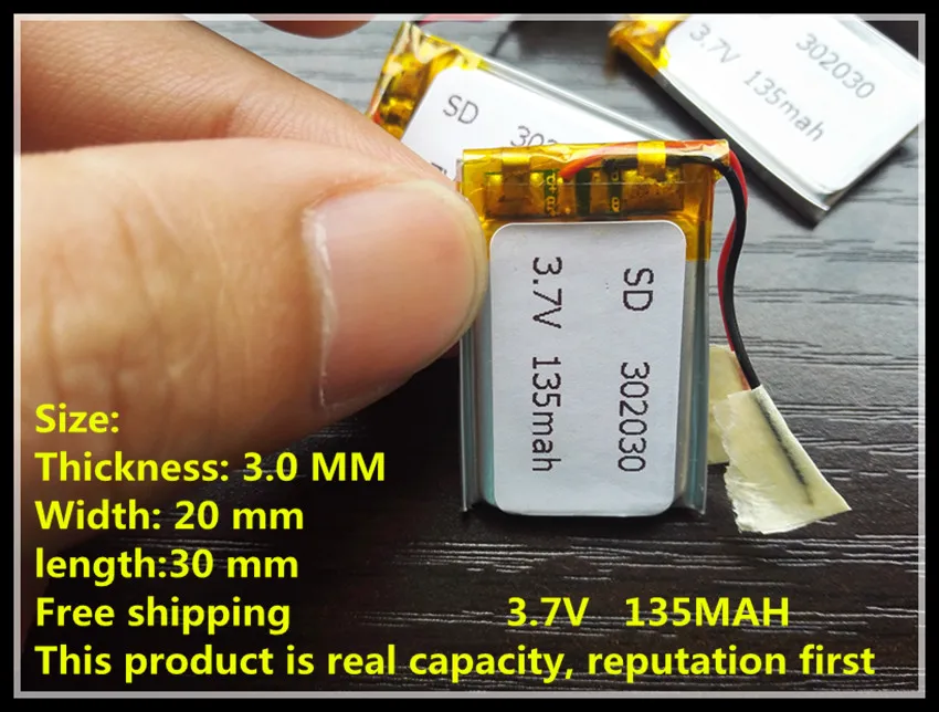Оптовая 032030 P 302030 3.7 В 135 мАч С Доска Mp3 Bluetooth Литий-Полимерный Аккумулятор |