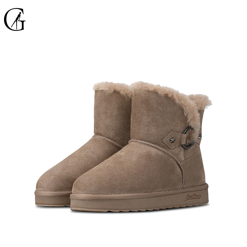 

GOXEOU Genuine Leather Women Snow Boots Winter Super Warm Plush Suede Ankle Boots Female Winter Shoes Botas Mujer