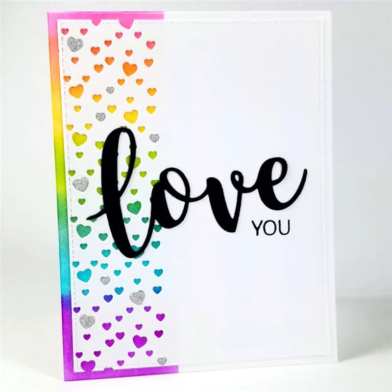 

Naifumodo Scattered Hearts Strip Dies Background Metal Cutting Dies for DIY Scrapbooking Decorative Crafts Paper Cards Making