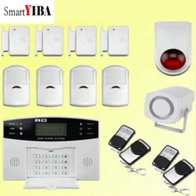 SmartYIBA Remote Control Russian French Spanish Voice Prompt Wireless Strobe Siren Home Security GSM Alarm system LCD Display