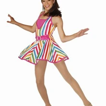 Justaucorps европейский и американский одиночный Девушки Радуга Полосатый современный джазовый танец сценическая одежда