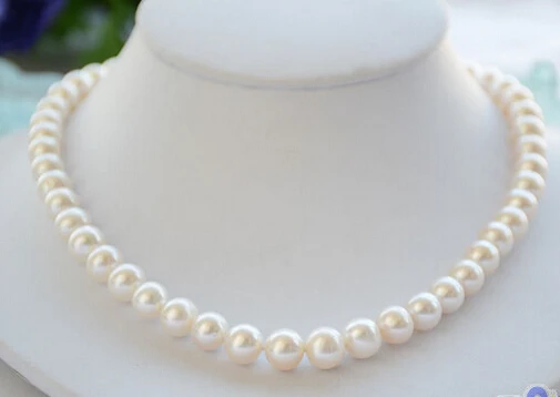 

Wholesale FREE SHIPPING >>> P4804 AKOYA 17inch 10mm ROUND WHITE PEARL NECKLACE 14KGP GOLD AAA++