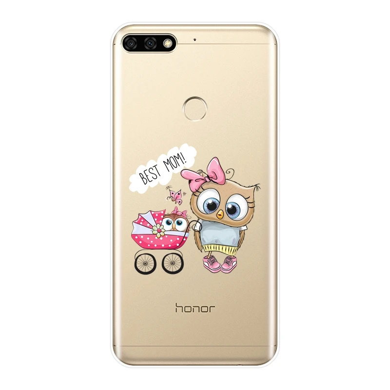Чехол с изображением совы луны сердца для Huawei Honor 7 8 9 10 Lite 7S 7X 7A 7C Pro Мягкая