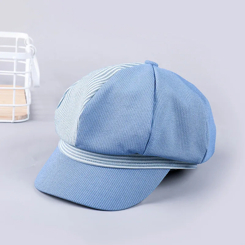 Женская шапка берет однотонная Повседневная восьмиугольной расцветки на осень и