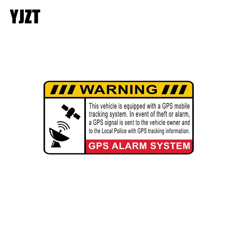 YJZT 13CM*6.4CM Car Styling GPS ALARM SYSTEM Warning Mark Car Sticker