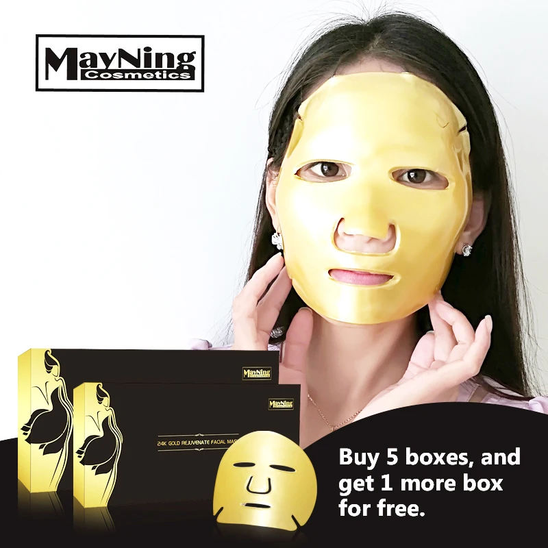 

5Pcs/Lot Mask Collagen Nourishing Anti-aging 24 K Gold Crystal Essence Whole Face Mask for Moisturizing Skin Care Treatment Mask
