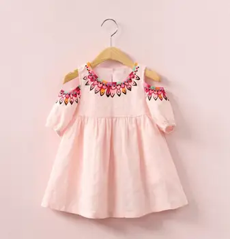

2019 Baby Girls Cotton Embroidery Strapless Dresses, Princess Kids National Summer Dress 6 pcs/lot, Wholesale