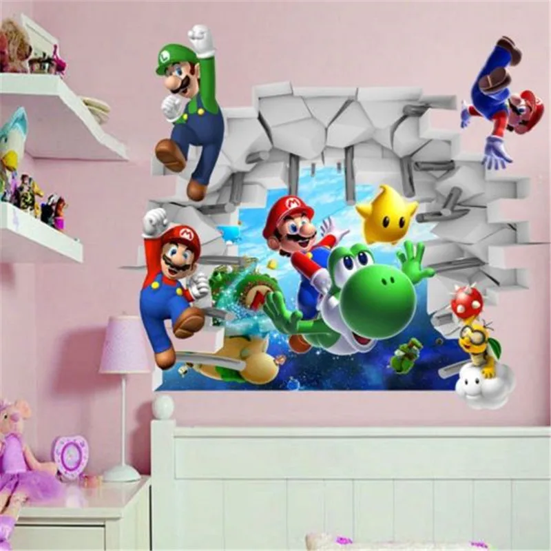 Cartoon Super Mario Bros Vinyl Art Wall Stickers Decals Kids Nursery Home Decorin Wall Stickers