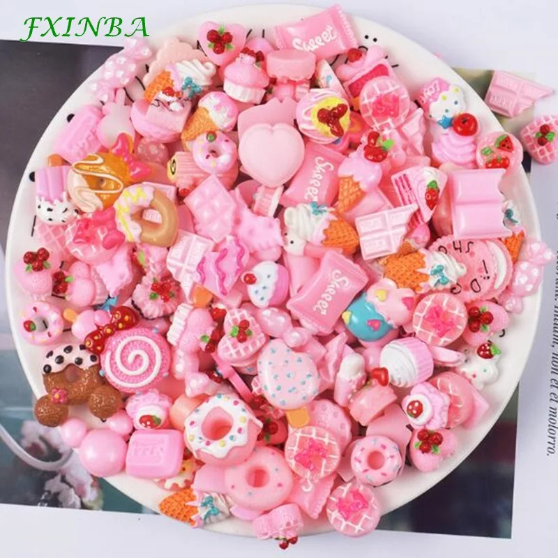 

FXINBA 5Pcs/Lot Cute Resin Candy Dessert Charms For Slime Candy Polymer Clay DIY Cake Phone Decoration Slime Supplies Kit Toys