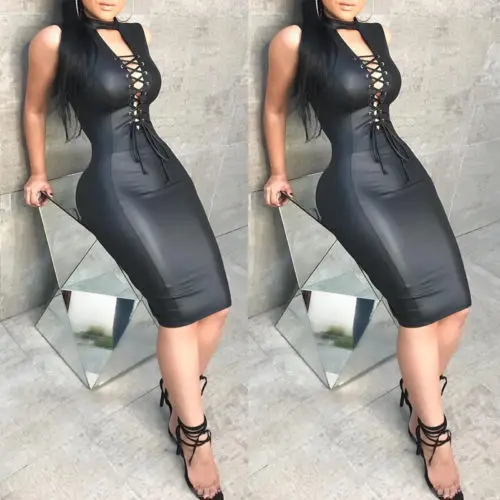 

2018 hotwon Women Bandage Bodycon Sleeveless Club Evening Party Summer Short Mini SheathDress