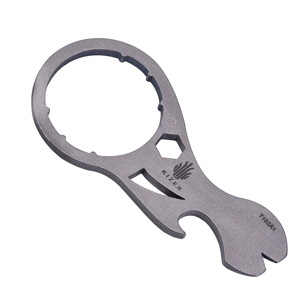 

Keychain Multitool Full Titanium 7-in-1 Multifuntional Pocket Tool - Cap Twister,Hex Bit Holder,Flat head screwdriver,Nail pulle