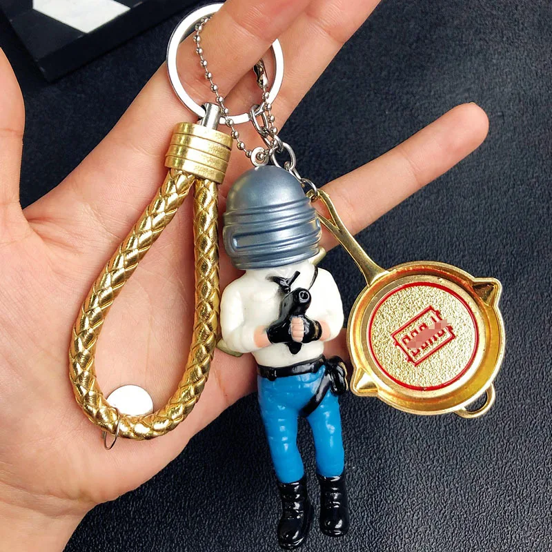 

Game PUBG Keychain Level 3 Helmet Backpack Saucepan Key Chain Fans Battle Grounds Keyring Keychain Gift Llaveros