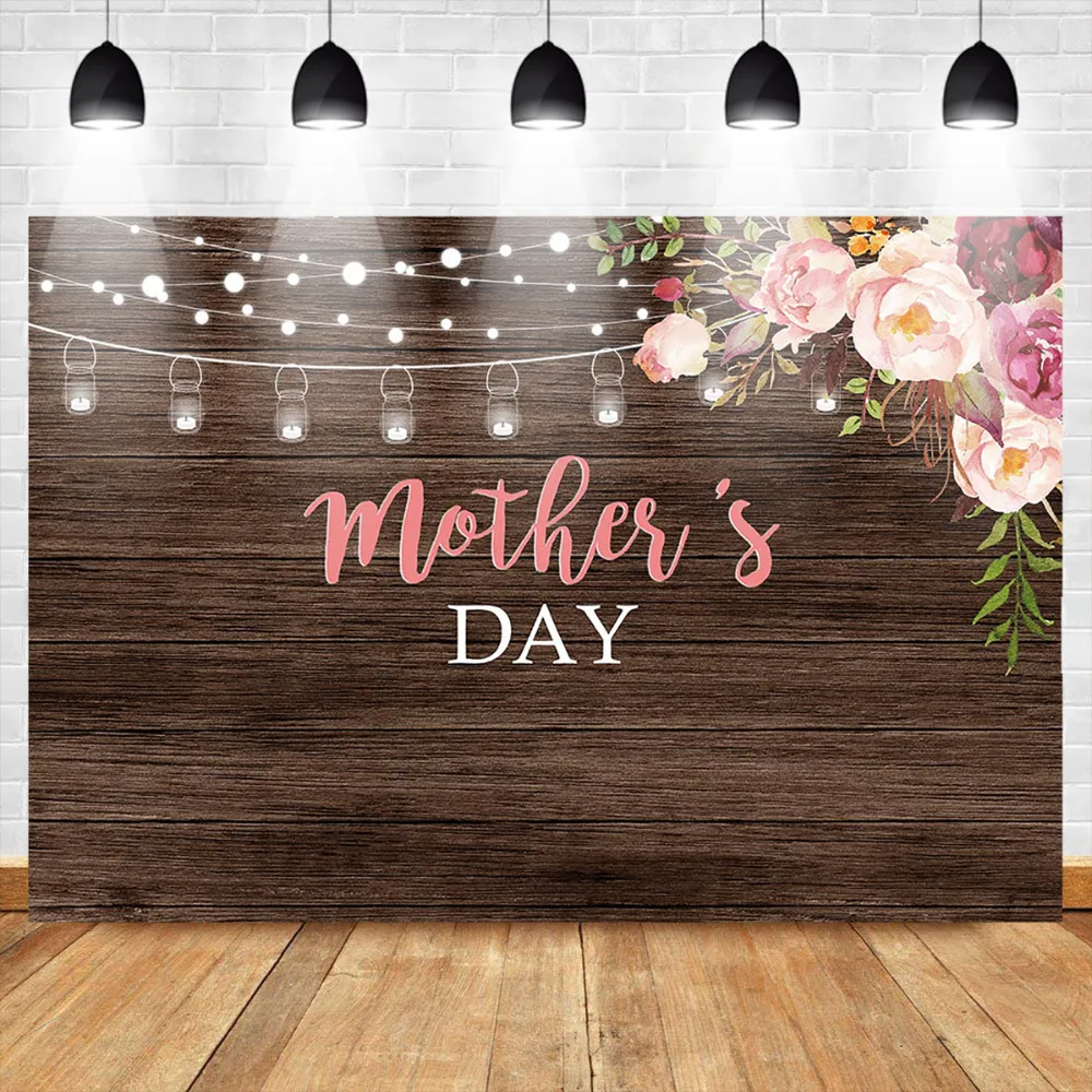 

Mehofoto Wooden Rural Backdrop Mother's Day Banner Backgroud Floral Photography Backdrop Father's Day Photo Background
