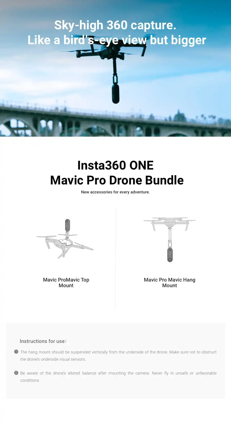 Insta360 ONE и ONEX Mavic Pro drone комплект/аксессуары