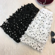 Летняя модная юбка в западном стиле с завышенной талией, волнистые юбки, новинка года, черная юбка с грибком и многослойной юбкой