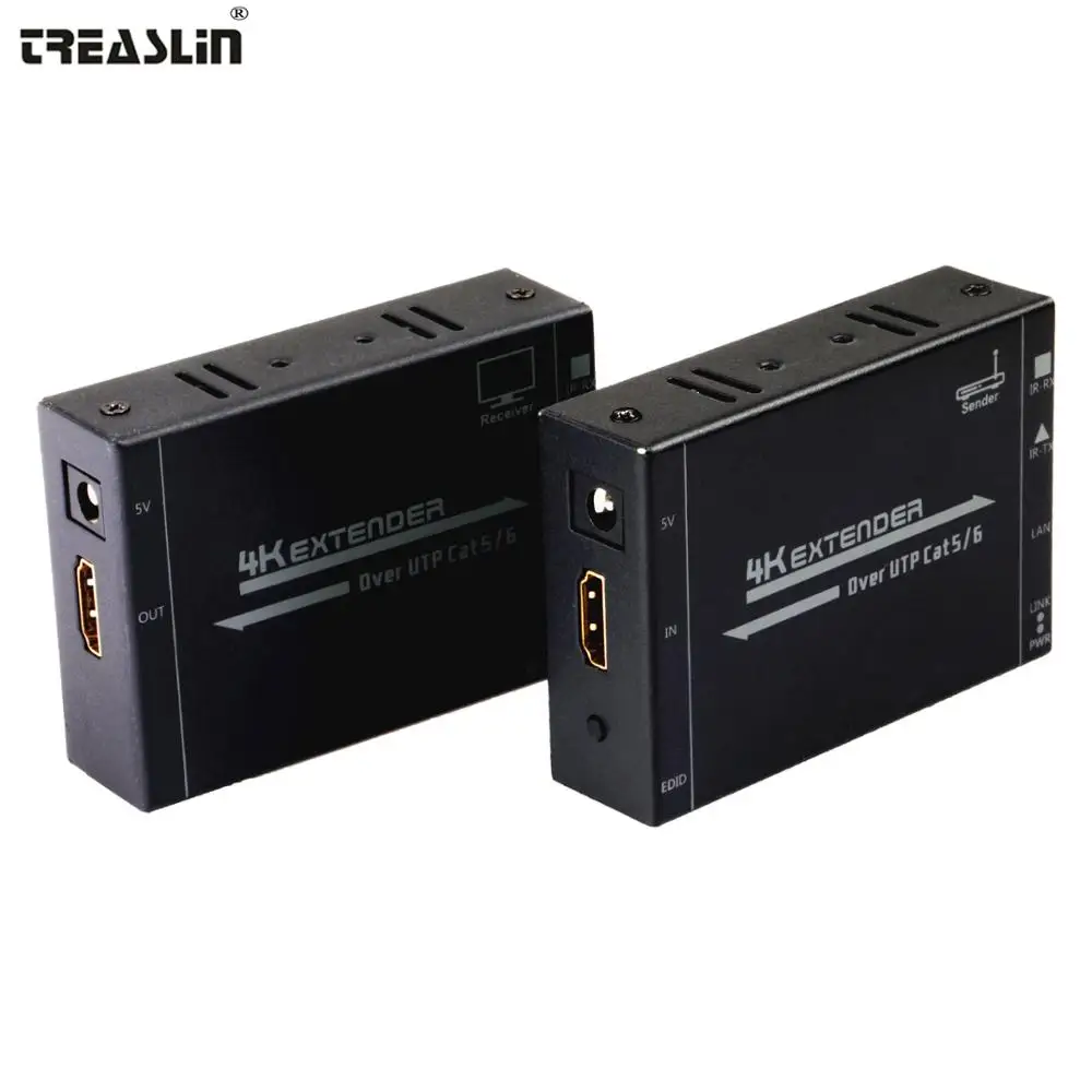 

TreasLin 4K HDMI Extender Over UTP Cat6 Cat6e Cat7 LAN Cable Up to 50M 4K*2K@30Hz HDMI Transmitter HDMI Receiver for HDTV PS4 TV