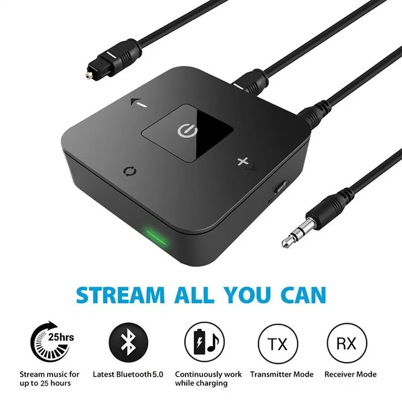 Skup Bluetooth 5.0 nadajnik odbiornik bezprzewodowy 3.5mm RCA optyczny adapter audio dla krótki czas oczekiwania podwójnego łącza do TV Home stereo
