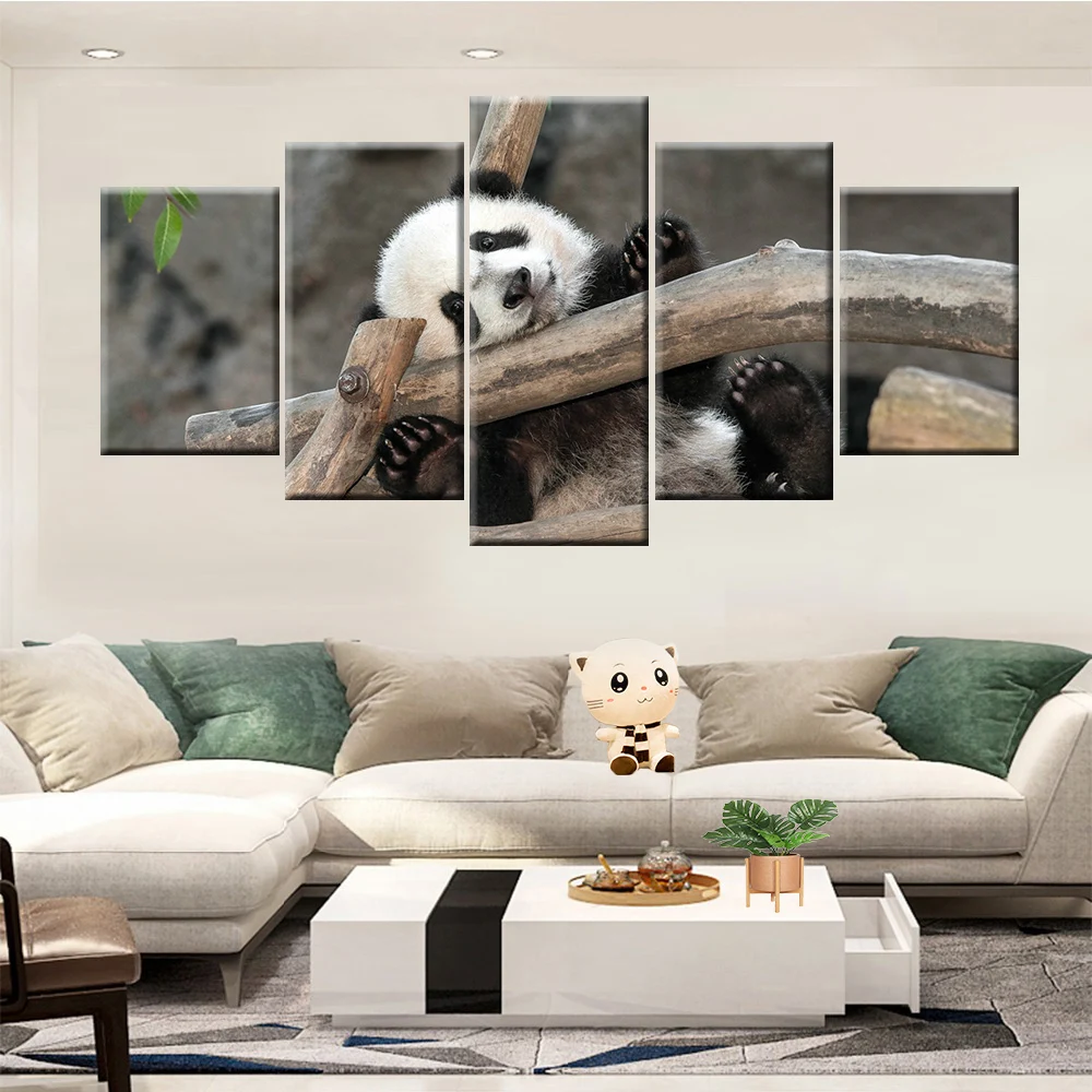 

HD Print Canvas Picture Home Decor Animal Poster 5 Pieces Panda Painting Modular Wall Art Frame