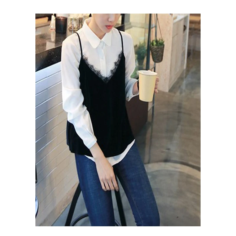 2018 Women's Shirt Sexy Black Lace Patckwork Velvet Camisole V Neckline Spaghetti Strap Fashion Vest Ladies Casual Cami Tank Top 2018 Women's Shirt Sexy Black Lace Patckwork Velvet Camisole V Neckline Spaghetti Strap Fashion Vest Ladies Casual Cami Tank Top