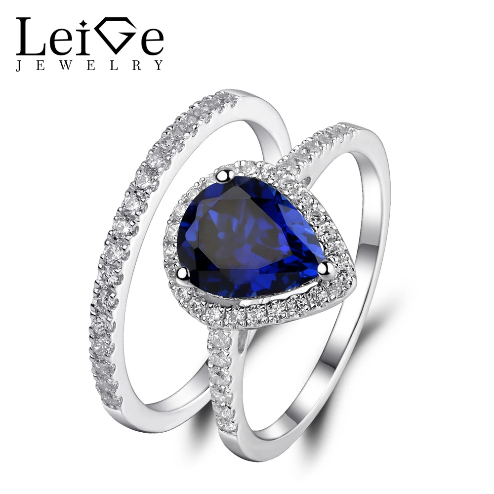 Leigeジュエリーサファイアリングセット梨カット青い宝石925スターリングシルバー結婚式の約束リングセット女性周年ギフト Gemstone Settings Gemstone Rings Silverset Rings Aliexpress Leigeジュエリーサファイアリングセット梨カット青い宝石925スターリングシルバー結婚式の約束リングセット女性周年ギフト Gemstone Settings Gemstone Rings Silverset Rings Aliexpress