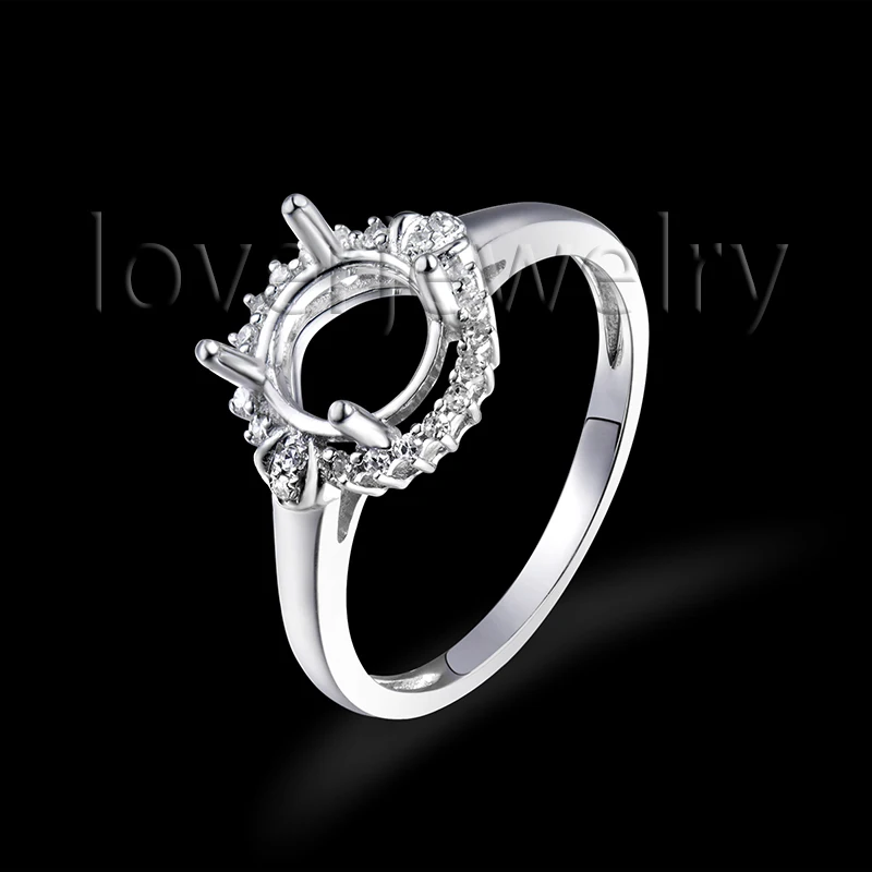 7mm Round Cut Charm Ring Settings Without Stones Natural Dia Solid 18K White Gold Wedding Jewelry WU271