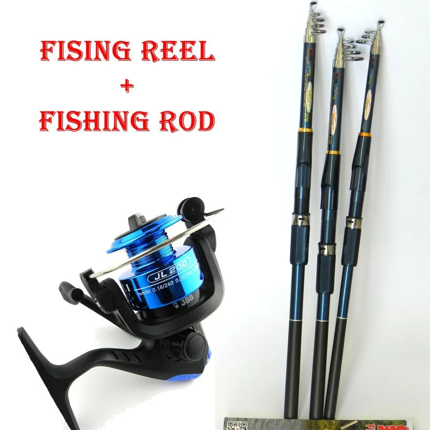 

New Arrival 3 Colours Fishing Reels Spinning Reel Fish Tackle Rods Combo Fishing Rod and Reel Carbon FRP Rod Ocean Rock HJ092