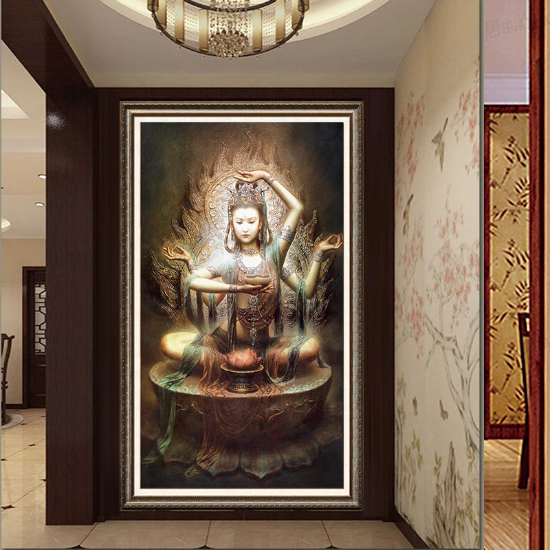 Бесплатная доставка Будда искусство на холсте Настенная картина будды пейзаж