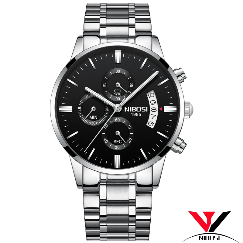 Kaufen Relogio Masculino NIBOSI Sport Uhren Für Männer Military Armee Analog Chronograph Männer Uhr Edelstahl Kleid Männlichen Uhr Saat