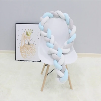 Long knotted braid pillow new nordic style woven long knot ball baby bed bumper newborns crib room decorative pillows kids stuff - Color: C-3M