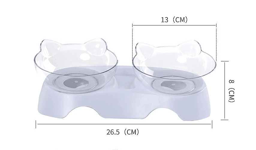 Кошачьи уши в форме питомца кошки прозрачная миска с держателем противоскользящая кошачья пищевая тарелка питатель для домашних животных миска для воды для кошек принадлежности - Цвет: Double