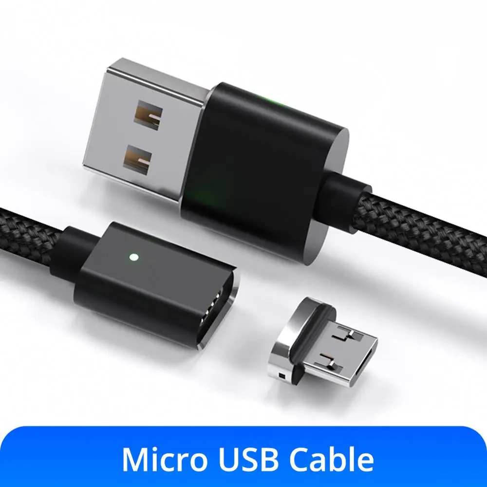 ANMONE Магнитный кабель Micro usb type C кабель 1 м 2 м нейлоновый плетеный провод для быстрой зарядки быстрое зарядное устройство для телефона Магнитный зарядный шнур для передачи данных - Цвет: black micro cable