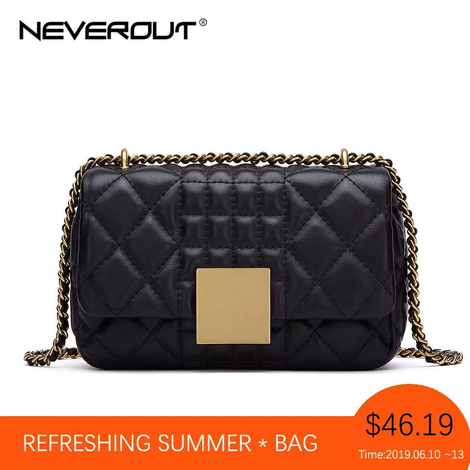 

NEVEROUT Women Messenger Bags Soft Real Leather Luxury Chain Bag Solid Fashion Mini Sheepskin Crossbody Designer Cellphone Bag