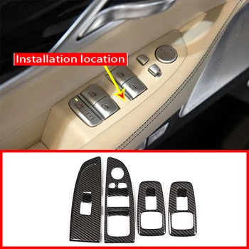 

4pcs Carbon Fiber ABS Window Lift Switch Button Frame Cover Trim For BMW 7 Series G11 G12 730li 740li 2016-2017 Car Accessories