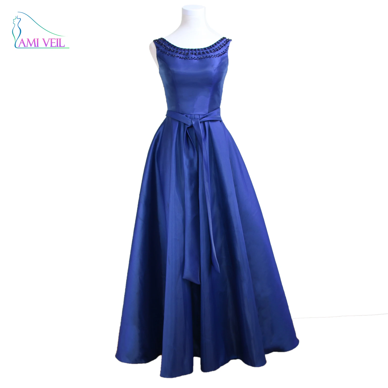 Long Royal Blue Prom Dresses Designer Beading A line Evening Party