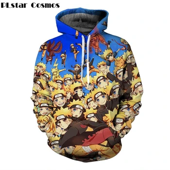 

PLstar Cosmos 2018 New Design Classic anime Naruro 3d Hoodies Polluver Anime Naruto Uzumaki print Pullover casual Outerwear