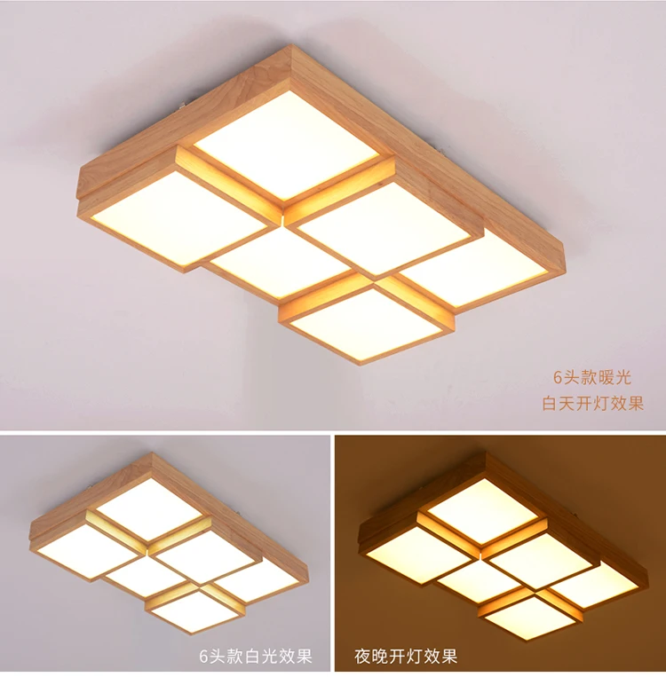 Solid Woode Led Потолочный Новый светильник креативная деревянная лампа квадратная гостиная современная лампа для изучения ресторана ZA