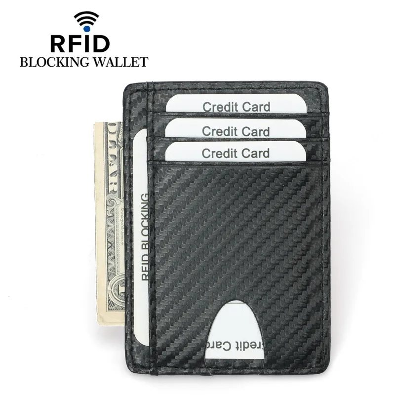 

2019 New Carbon Fiber Card Holder Anti-theft Men's Card Case Ultra-thin Creative RFID Card Holders