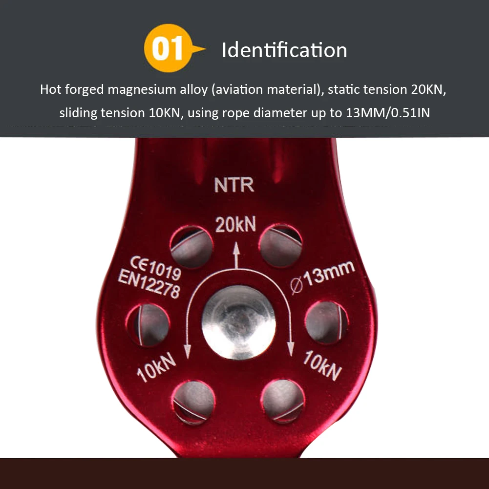 Один шкив спасения алюминиевый сплав Рок Открытый Восхождение подъемные принадлежности