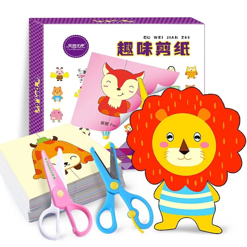 100 pièces enfants à la main papier coupe et pliage jouet enfants bébé dessin animé animaux papier pour bricolage Art artisanat maternelle jouet (lot de 100)