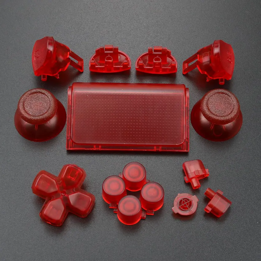YuXi Хром Набор для Dualshock 4 PS4 PRO тонкий контроллер jds 040 jds-040 Dpad L1 R1 L2 R2 триггер кнопки аналоговые ручки крышки - Цвет: Clear Red