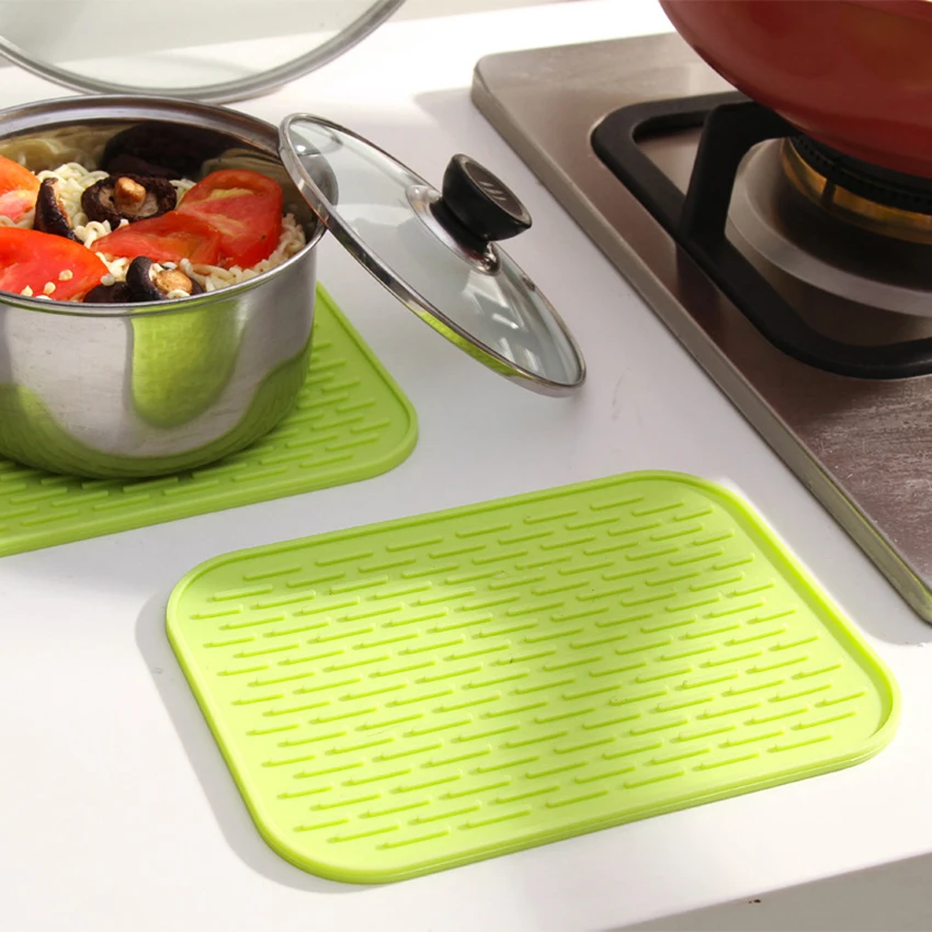 1PC Rectangle Heat Resistant Mats Silicone Non slip Trivet Pot Pan
