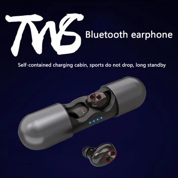 

TWS V8 True Wireless Bluetooth 5.0 Earphones Binaural Cordless Stereo Earbuds Handsfree Call Sport Headset with Mic Charging Box