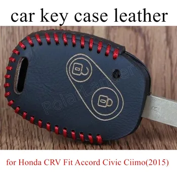 

Only Red new arrival fit for Honda CRV Fit Accord Civic Ciimo(2015) Genuine quality leather car key case cover Hand sewing DIY