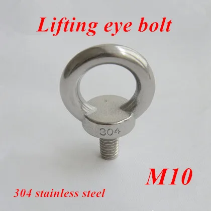 

6pcs M10 Stainless Steel Lifting Eye Bolts Round Ring Hook Bolt