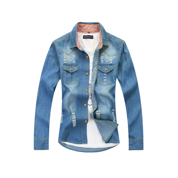 Free shipping Jeans Jackets simple Solid color Jac...