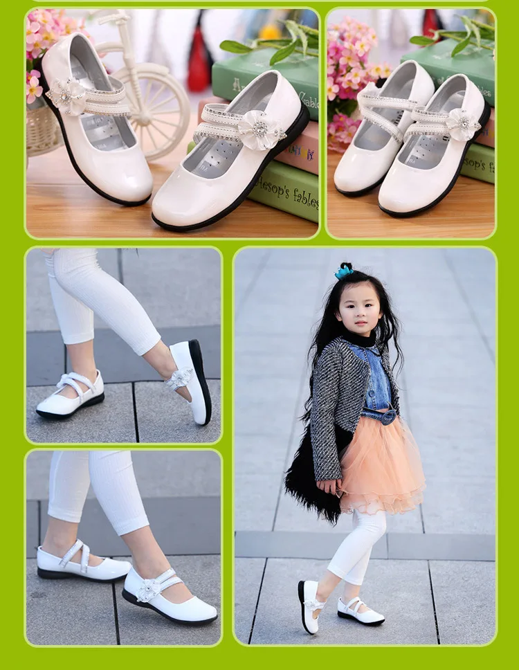 Милые детские яркие кожаные тонкие туфли с цветами для девочек-подростков; детская обувь для вечеринок и свадеб; Танцевальная обувь принцессы; школьная обувь