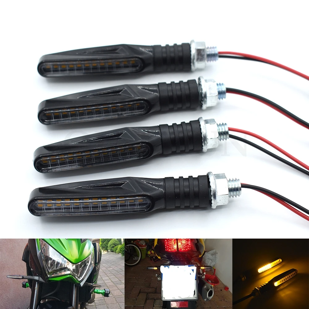 

Universal Motorcycle LED Flexible Flow Steering Signal Indicator Amber Light For Suzuki GSX1300R GSXR SV1000S TL1000R GSX1400